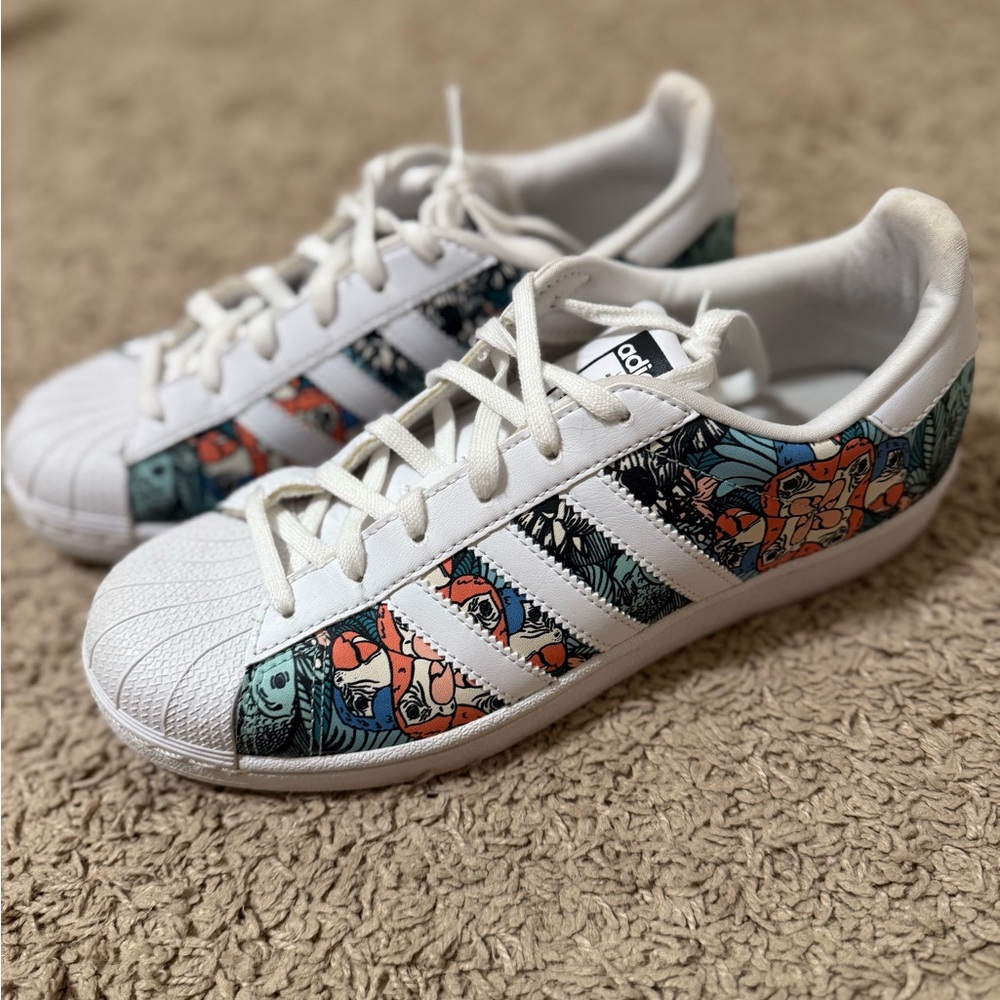 Adidas Superstar J "Brazilian Rainforest" sneaker (sz 6 boys; sz 7.5/8 women)
